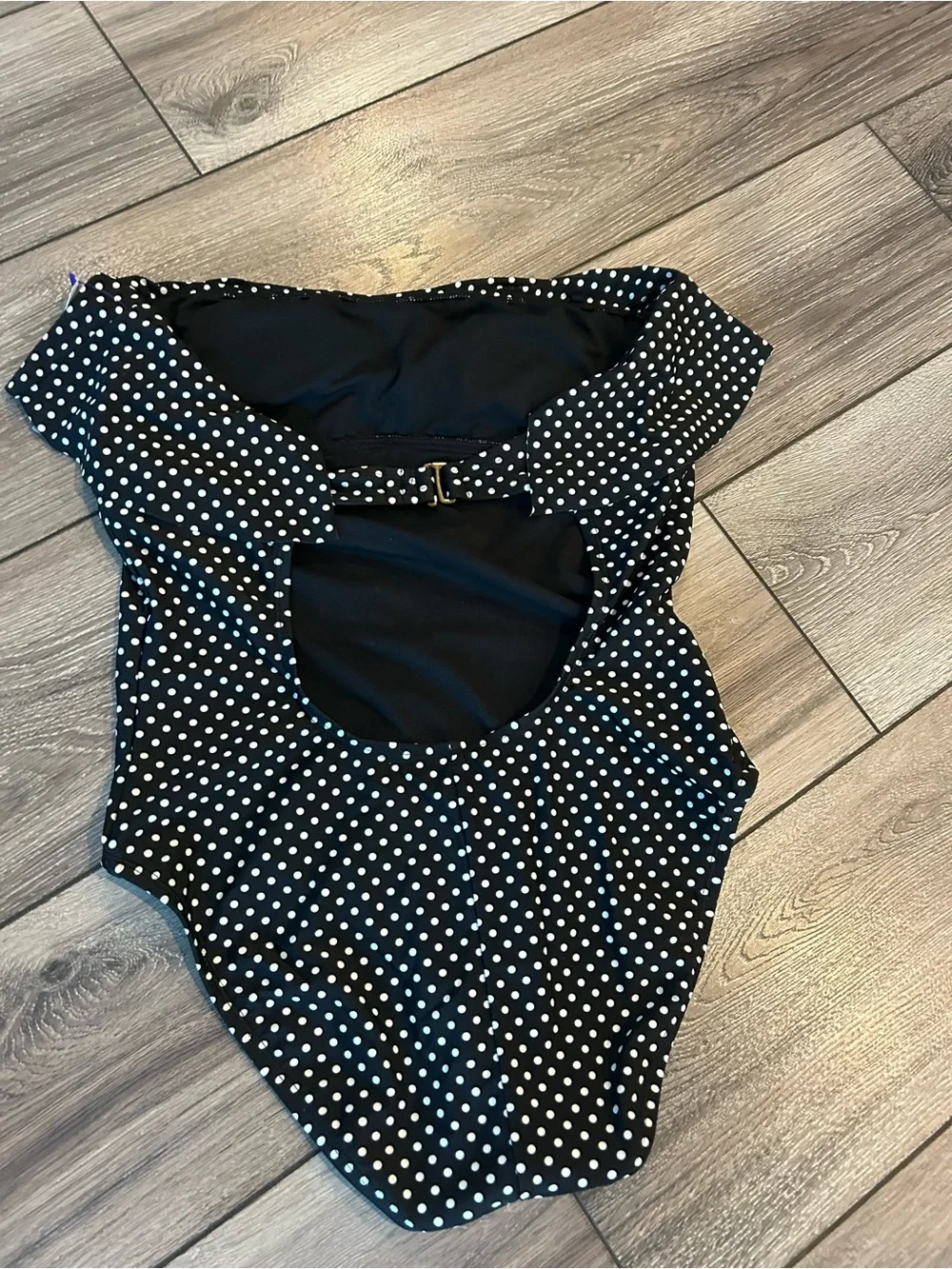 A.N.A. Women’s Black Polka Dot One-Piece Swimsuit Large